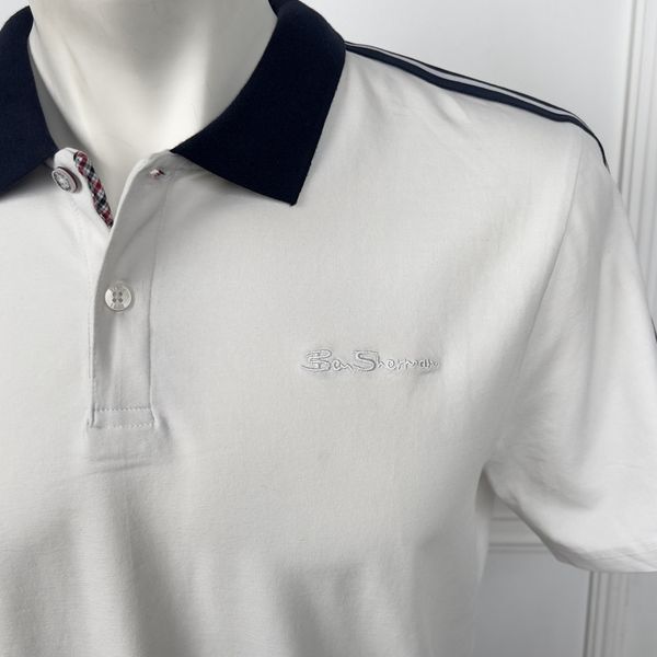 Regular Fit T-shirt Polo Short Sleeve Bright White Cotton Size L