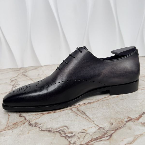 Oxford Richelieu Wingtip Purple Leather + shoe trees