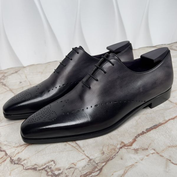 Oxford Richelieu Wingtip Purple Leather + shoe trees