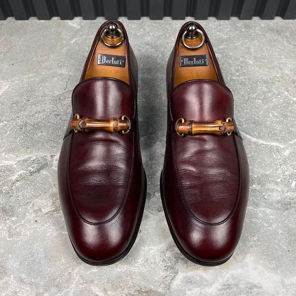 Bamboo Horsebit Loafers Burgundy Leather