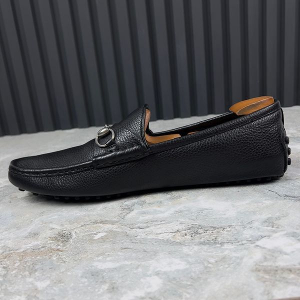 Worm Moccasins Black Leather Fur
