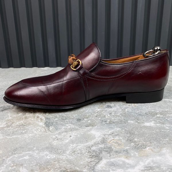 Bamboo Horsebit Loafers Burgundy Leather