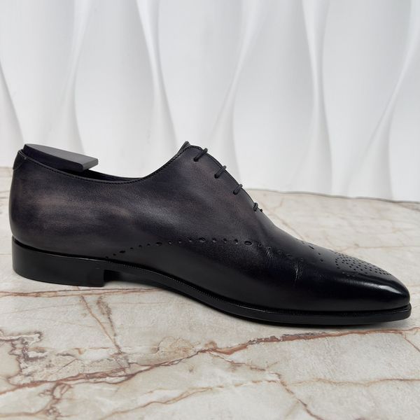 Oxford Richelieu Wingtip Purple Leather + shoe trees