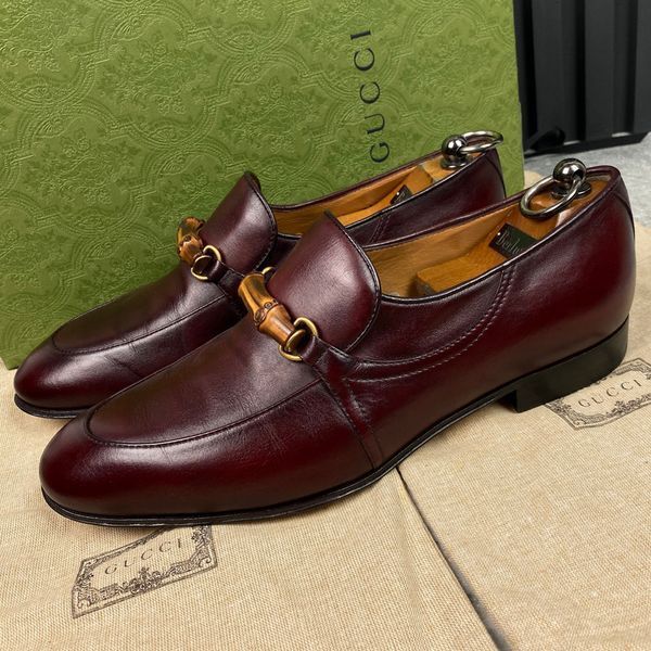 Bamboo Horsebit Loafers Burgundy Leather