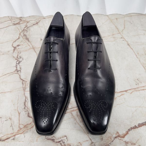 Oxford Richelieu Wingtip Purple Leather + shoe trees