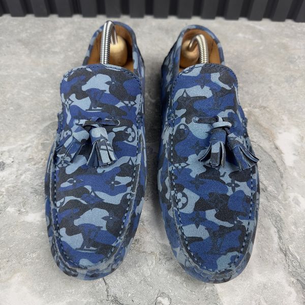 Hockenheim Driving Camouflage Monogram мокасини сині замшеві 2739 фото
