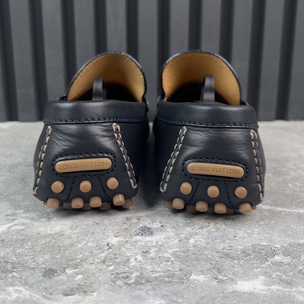 Hockenheim Moccasins Navy Blue Leather Suede Stripe Logo