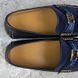 Hockenheim Moccasins Navy Blue Leather Suede Stripe Logo
